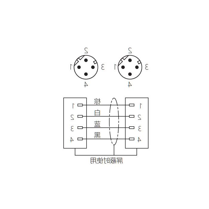 M12 4-PIN D-coded, male straight turn male straight, double end pre-cast PVC non-flexible cable, with shielding, grey sheathing, 64DD27-XXX